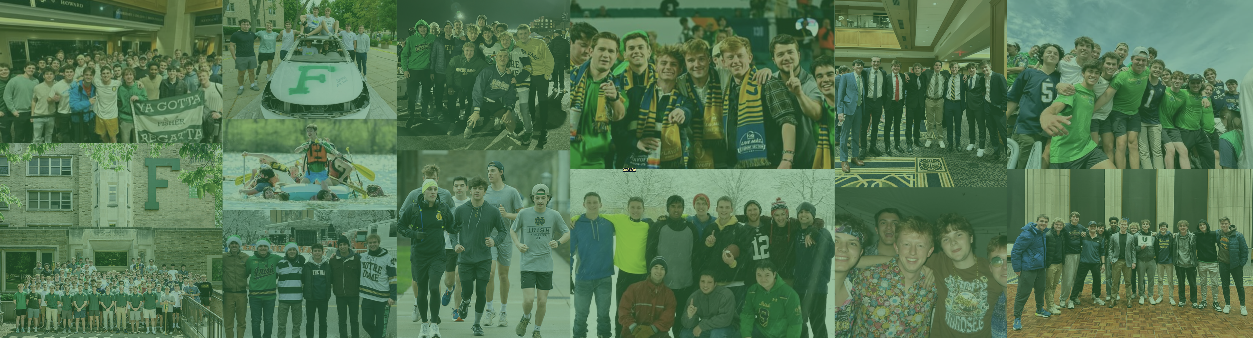 Green Graphic with images of students in Coyle Hall throughout the years